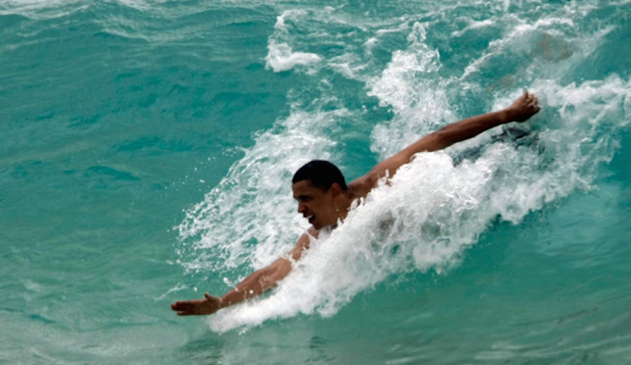Barack Obama Bodysurfing 2