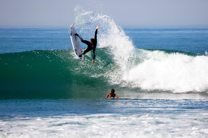 Jordy, airs out the fins in his new backyard. Photo: Nick Green