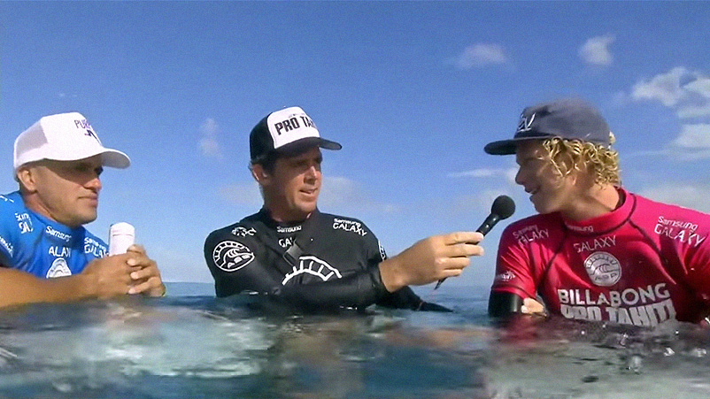 Production value like this doesn't come cheap. Watching Pete Mel interview Kelly Slater and John John Florence while waiting for a final score to drop? Don't take quality viewing like that for granted.