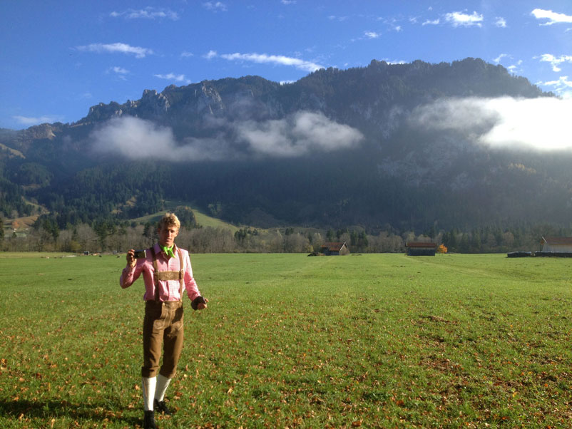 Pat couldn’t get enough of his Lederhosen. Tanner understands why: “Oh dude, it was so uncomfortable to wear, literally felt like a spring suit, but it gave us this authentic feel so we rocked them.” Seen here at the foot hills of the Bavarian mountain range embracing the laid back German country air and ready for a night to indulge in some local treasures.