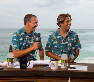 Todd Kline and Joe Turpel, chic in Hawaiian prints and silver in tongue.