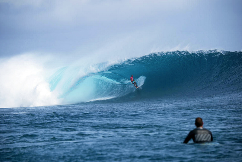 We're yet to see Wiggolly in a Billabong Tahiti event, but after his performance at Cloudbreak (pictured)... he'll be very entertaining. Photo: WSL/Kirstin