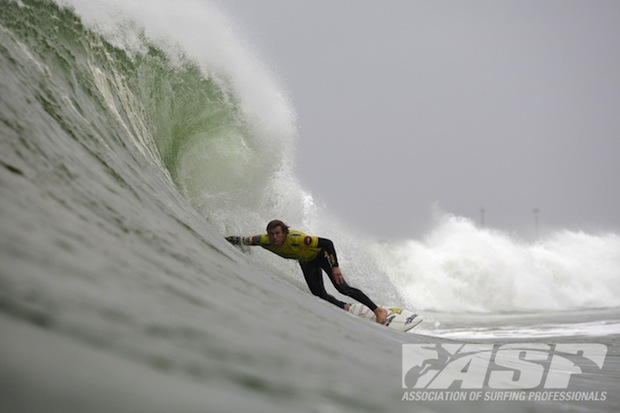 Bede Durbidge eliminated Joel Parko from the event, but fell to eventual-winner Adriano in the semis. Photo: ASP/Cestari