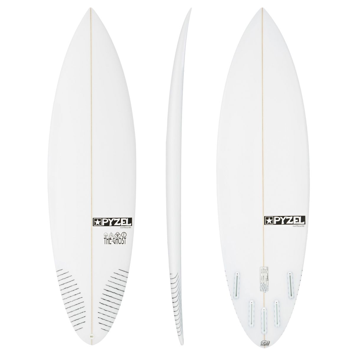 pyzel surfboards pyzel ghost futures 5 fin surfboard white