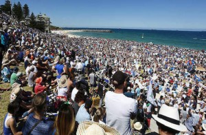 Shark protest early this year at Perth's Cottesloe Beach. photo source: AAP